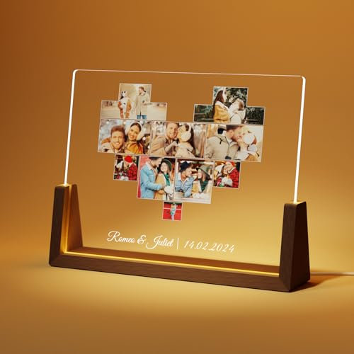 Giftove Valentinstag Geschenke für Ihn & Sie - Individuell Bilderrahmen Acryl - Personalisierte Geschenk für Frauen Paare Freundin Partner Couple Männer - Fotogeschenke für Jahrestag, Geburtstag