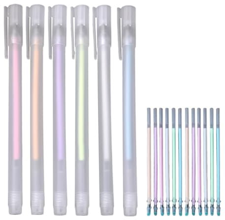 6 Pcs Glue Pen,Precision Glue Pen,Glue Pens for Crafting,Multicolour Quick Dry Click Ballpoint Rollerball Pens with Refills 12 Pieces,For School & Office Supplies