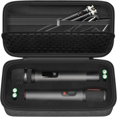Wireless Microphone Case for JBL Wireless Two Microphone System DIY Foam Also Fits for Singing for TONOR for Shure for Bietrun for ALPOWL, Recivers, Audio Cable, Power Cord- Small(Box Only) (Black)