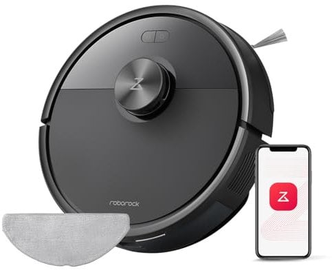roborock Q7 M5 Set Robot Aspirapolvere Lavapavimenti con Mappatura, 10.000 Pa, Anti-groviglio, Quantità d'acqua Regolabile per il Lavaggio, Auto Boost sui Tappeti, Controllo APP, Nero