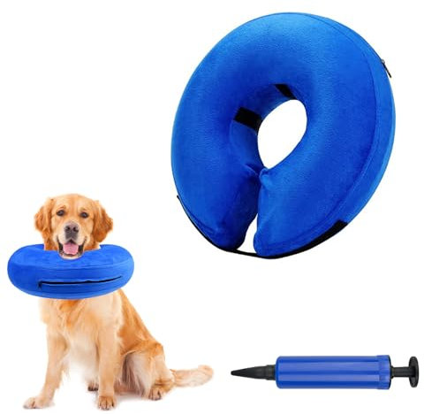 Lixiluxia Collare Gonfiabile Cane, Collari Protettivo per Animali, Leccatura Anti-Morso Collari Protettivi, Ciambella Cane Collare per Il Recupero di Animali Domestici da Interventi Chirurgici(Blue M)