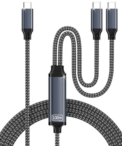 Slitinto 2-in-1 USB C Cable 4ft Multi Charger, 100W Max Fast Charging for iPhone 16/16 Pro/16 Pro Max/16 Plus/15 Series, Galaxy S24, MacBook Air/Pro, Lenovo, iPad and More