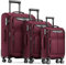 SHOWKOO Kofferset 3 Teilig Stoffkoffer Weichschale Erweiterbar Reisekoffer Leicht Haltbar Trolley Handgepäck Sets mit TSA Schloss und 4 Rollen (M L XL -Rot)