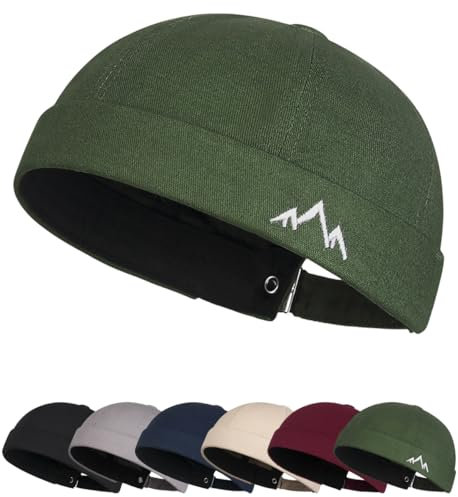 Retro Cotone Docker Hat Cappello Senza Visiera Berretto da Uomo Donna Cappellino da Portuale Docker-cap da Motociclista Cappello Senza Visiera Rolled Cuff Brimless cap