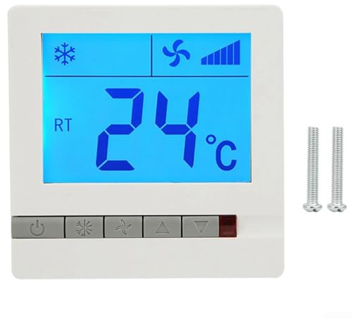 URPIZY LCD Digital Thermostat Temperaturregler Für Klimaanlage Mit Großem Display, Präziser Temperatursensor, Vielseitige Anwendung, Weiß, 86X86x40mm