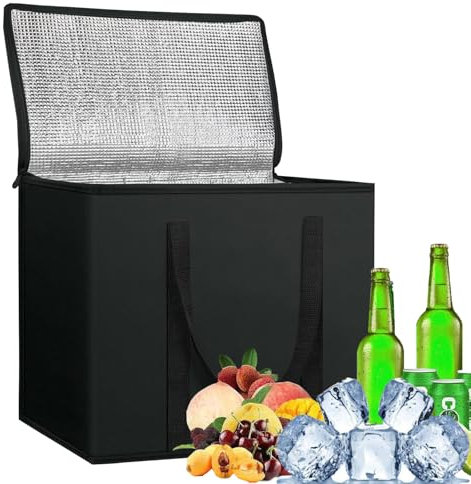 Kühltasche Groß, Picknicktasche Eistasche Picknick Faltbar Thermotasche Lsoliertasche Gefriertasche für Einkauf Outdoor Reisen Picknic Camping Strand BBQ 41x26x33cm