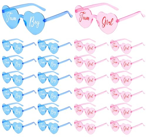Pibupibu 24 Stück Gender Reveal Brillen Blau Rosa Sonnenbrille Bulk Team Mädchen oder Junge für Geschlecht Offenbarung Dekor Brille Party Favors, Bue Pink, Medium