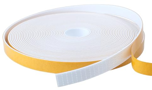 Dichtungsband Selbstklebend für Türen Fenster, 12mm(B) x1.5mm(D)/10m(L) Türdichtung Selbstklebendes Fensterdichtung Gummi Schaum Siegel Anti-Kollision Streifen Schalldämmung Dichtungsband Weiß