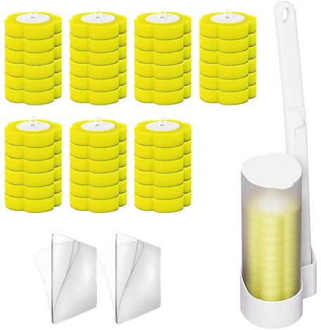Einweg-Toilettenbürste, ADDLIVE WC-Reinigungsbürste, Wandmontierte Toilettenbürste, T-Oilet-Bürsten & Halter mit 42 Einweg-Toile-t Bru-sh Nachfüllungen und 2 doppelseitigem Klebeband für