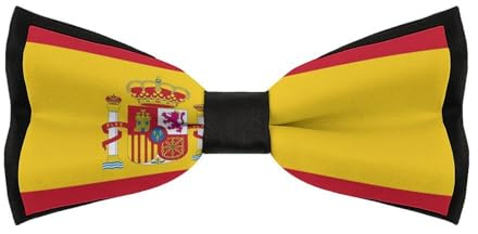 KQISANGM Pajarita Preatada Esmoquin Formal Con Estampado De La Bandera De España Longitud Ajustable Ideal Para Fiestas Banquetes Y Otras Ocasiones Formales Un Regalo Ideal Para Hombres Y Niños