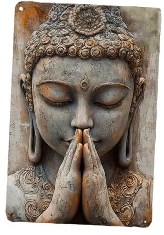 LeeQinersw Buddha-Wandplakette aus Metall, Wanddeko-Accessoire für Flur, Schlafzimmer