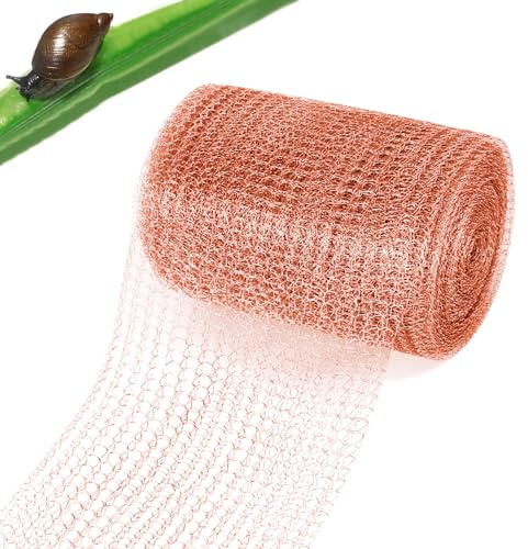 MFUSUL Kupferband Gegen Schnecken, 12m x 127mm, Kupferband Schneckenzaun Metall, Doppelschicht Schneidbares Kupfergewebe für Verhindern Gartenmaus Vögel und Schnecken