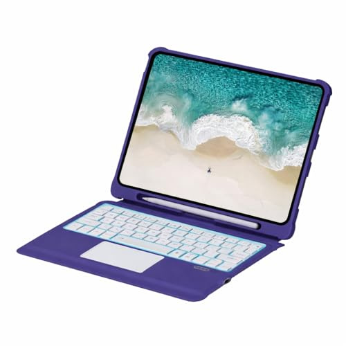 Sazfli Custodia con Tastiera per iPad 10,2” (7ª/8ª/9ª Gen), iPad Air 3 e iPad Pro 10,5” – Tastiera Magnetica Staccabile con Trackpad, Layout QWERTY, Cover Sottile Protettiva, T206 (Viola)