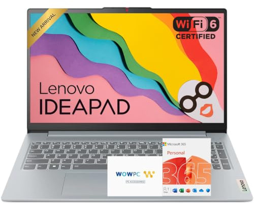 Lenovo IdeaPad Slim 3 15.6 FHD Laptop | AMD Ryzen 7 7730U (Beats i7-1355U) | 16GB RAM | 768GB Storage(256GB SSD+ 512GB External) | Copilot AI | Type-C | WiFi 6 | Windows 11 Pro | WOWPC 3-in-1 Bundle