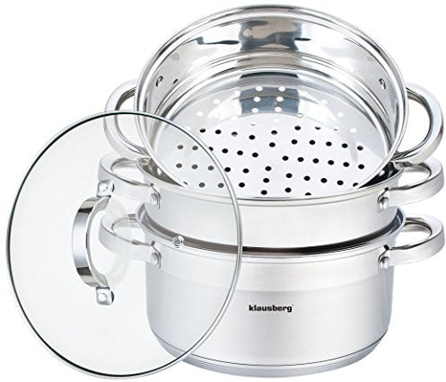 4 Teilige Dampfgarer Set Edelstahl Induktion 22cm ca 4 Liter Dampfer
