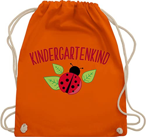 Shirtracer Turnbeutel Rucksack - Kindergartenkind Marienkäfer - Unisize - Orange - kita start kindergarten beutel baumwolle mädchen kindergartentasche kindergartenbeginn turntasche wechselwäsche