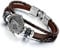 Flongo Herren Poker Armband Leder: Lederarmband Silber Schwarz Kette mit Spielkarte Karten Anhänger Armreif Pik Ass Joker 10/J/Q/K/A punk Männer Accessoires