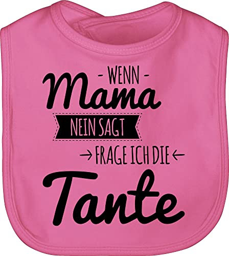 Baby Lätzchen - Tante Spruch - Wenn Mama nein sagt frag ich die Tante - Unisize - Pink - geschenke für babyparty aunt auntie babylätze tantes tanten laetzchen aunties teyzem schlabberlatz godi