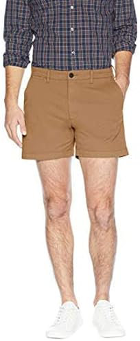 Amazon Essentials Men's Slim-Fit 5 Flat-Front Comfort Stretch Chino Short (Previously Goodthreads), Dark Khaki Brown, 36W