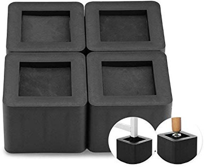 uyoyous Möbelerhöher 4 Stück Tischerhöhung Betterhöhung Bed Riser Möbelfüße Möbelerhöhung Tischerhöher Elefantenfuß für Bett Tischbeine Möbel Sofafuss - Quadrat Schwarz 8,5 cm