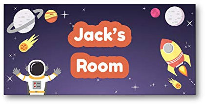Children's Personalised Name Bedroom Door Signs - In Space Design