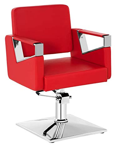 Physa BRISTOL RED Friseurstuhl höhenverstellbar Friseursessel Drehstuhl (rot, Stahl, Kunstleder, 360°-drehbar)
