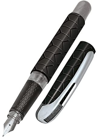 Online College ink pen Black Style ergonomic fountain pen for school/college solid medium nib, soft grip part for standard ink cartridges refillable │ideal for beginners, pupils & students