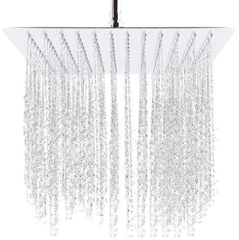 Cokvok 12 Zoll Regendusche Quadratisch Einbauduschköpfe, 304 Edelstahl Duschkopf Wasserfall Regenbrause 30X30 cm Brausekopf aus Edelstahl mit Anti-Kalk-Düsen, poliert Spiegeleffekt Regenduschkopf