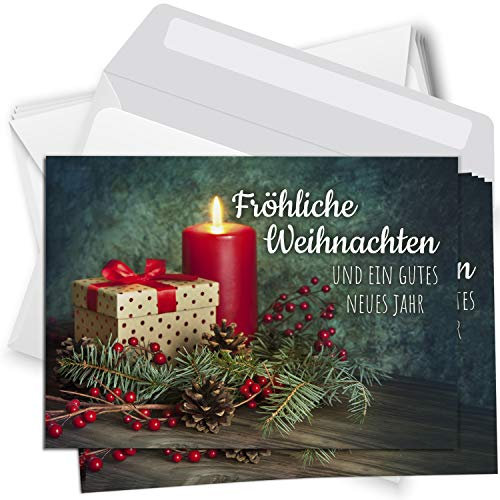 Einladungskarten Manufaktur Hamburg 10 Weihnachtskarten Set mit Umschlag Grußkarten Weihnachten Postkarten Format Weihnachtspostkarte Kerzen