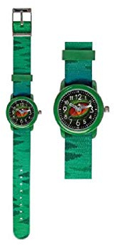 Kinder Armbanduhr Dinosaurier grün mit Stoffarmband