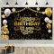 Hintergrund für Geburtstagsfeier, Happy Birthday, Banner, Stoff, Poster, Banner, Hintergrund für Fotografie, Geburtstag, für Partydekoration (schwarz)