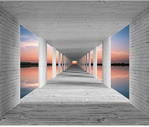 decomonkey Fototapete selbstklebend Landschaft 441x315 cm XL Selbstklebende Tapeten Wand Fototapeten Tapete Wandtapete klebend Klebefolie 3d Effekt Natur Architektur Ziegel