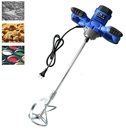 Malaxeur Mortier Colle, 2600W Mélangeur Électrique Professionnel à 6 Vitesses, M14 Barre Spirale Chromée, Agitateur Malaxeur pour la Peinture, Mortier, Platre, Mastic