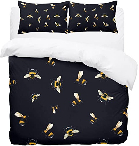 Schöne Bumblebee Bettwäsche Queen Bettbezug Set - Weiche Mikrofaser Bettbezug mit Kissenbezüge - Bettwäsche Bettbezug Set