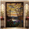 Siunwdiy Fensteraufkleber,Selbsthaftend Sichtschutzfolie,Bunt Landschaft Fensterfolie Milchglasfolie Privatsphäre, Für Zu Hause Badezimmer Wohnzimmer Dekorativ,14,70x120cm(28x47)
