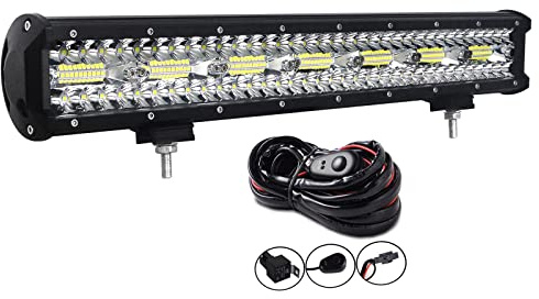 AUXTINGS 58 cm 480W LED Arbeitslicht Leiste Lichtstange LED Zusatzscheinwerfer Dreifache Licht Off Road Lights Spot-Flut-Kombinations Cube Rocks+ Kabelbaum-Kit für Off-Road-LKW ATV UTV SUV,12V 24V DC