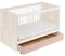 BioKinder Lina Babybett Gitterbett und Kinderbett 70 x 140 cm aus Bio-Massivholz Weiß mit Bettkasten in Steinrosé und bionik bioduo Schurwoll Matratze