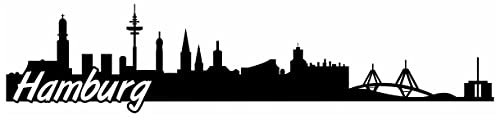 Samunshi® Hamburg Skyline Wandtattoo Sticker Aufkleber Wandaufkleber City Gedruckt - 70x16,1cm schwarz
