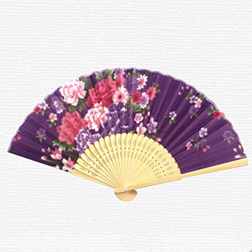 JYCCH Handfächer für Frauen, faltbar, 10 Stück, Florale Bambusfächer, lila, chinesische Handfächer, faltbar, orientalischer Stoff, spanischer Fächer, für Tanzparty, Hochzeitsgeschenke, H
