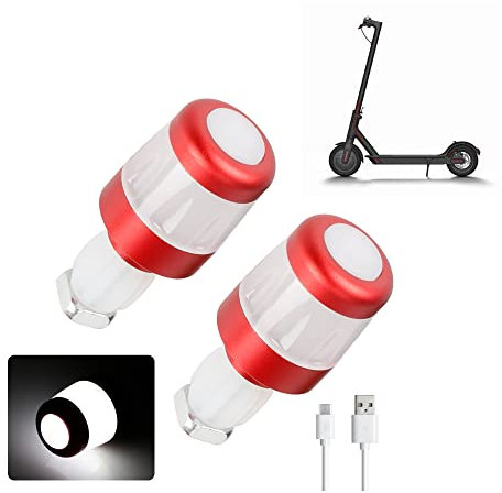 Fututech LED-Lenker-Anzeige, wasserdicht, für Elektro-Scooter, Lenkerdeckel, für Xiaomi Blinker, wiederaufladbar, für Segway Ninebot Zubehör Scooter (Rot/Weiß)