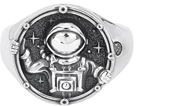 Offener Vintage-Astronauten-Ring für Männer und Frauen, S925er Sterlingsilber, vergoldet, einzigartig, romantisch, Verlobung, Hochzeit, Planet, Stern, Raumschiff, Universum, verstellbarer Ring
