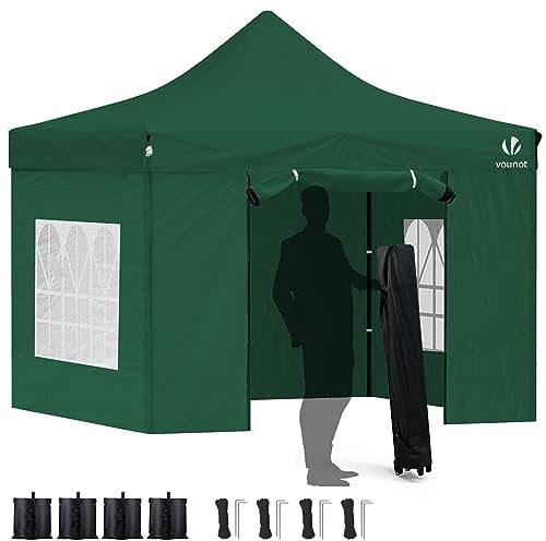 VOUNOT® Pavillon 3x3m Wasserdicht Stabil Winterfest, Pop Up Faltpavillon mit 4 Seitenteilen und 4 Sandsäcke, Party Pavillon Faltbar Gartenzelt Partyzelt, Grün