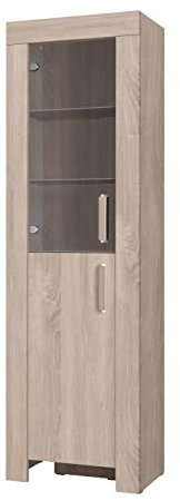 Generisch Glasvitrine CEZAR 5 für Wohnzimmer/Schlafzimmer (RECHTE, Sonoma Eiche)