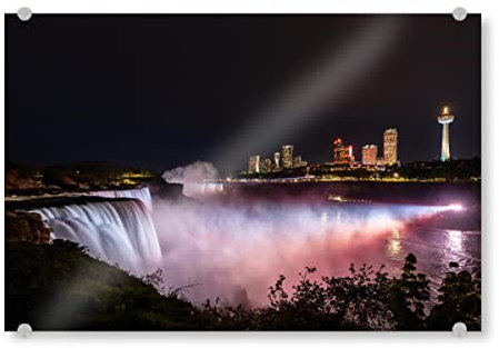 artboxONE Acrylglasbild 90x60 cm Natur Beleuchtete Niagarafälle - Bild Niagara beleuchtet Buffalo