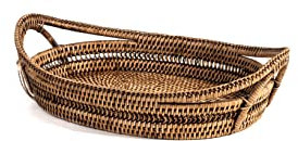 H&h vassoio ovale in rattan cm 28x20x6h