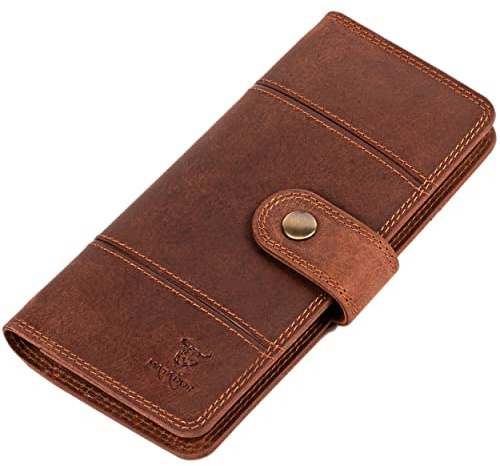 MATADOR Echt Leder Universal Handytasche mit Kartenfächer Handyhülle Holster für Smartphone Vintage Braun