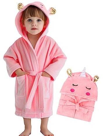 WYTbaby Accappatoio Per Bambini Flanella Accappatoio Neonato Con Cappuccio, Vestaglia Bambina Pile Morbido Super Assorbente Accappatoio Bimbo Elementi Animalier Per Bambino Bambina