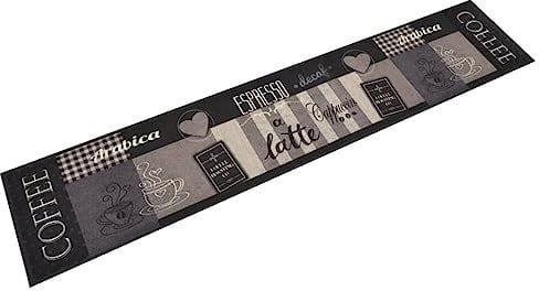 vidaXL Küchenteppich, Küchenläufer rutschfest Waschbar, Teppich Läufer für Küche, Teppichläufer Maschinenwaschbar, Coffee Schwarz 60x300cm Samt