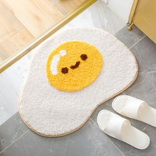 Molesun Niedliche Ei Badematte 50x80cm, Weich, Saugfähig, Waschbar | Niedlicher Rutschfester Badvorleger, 100% Mikrofaser-Badematten, für Badezimmer Dusche Schlafzimmer Küche, Maschinenwaschbar