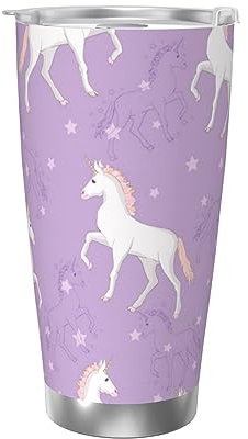 ZaKhs Tazza da caffè in acciaio inox con stampa di unicorno, tazza termica a parete con coperchio, tazza da viaggio per genitori, fratelli, sorelle, 590 ml